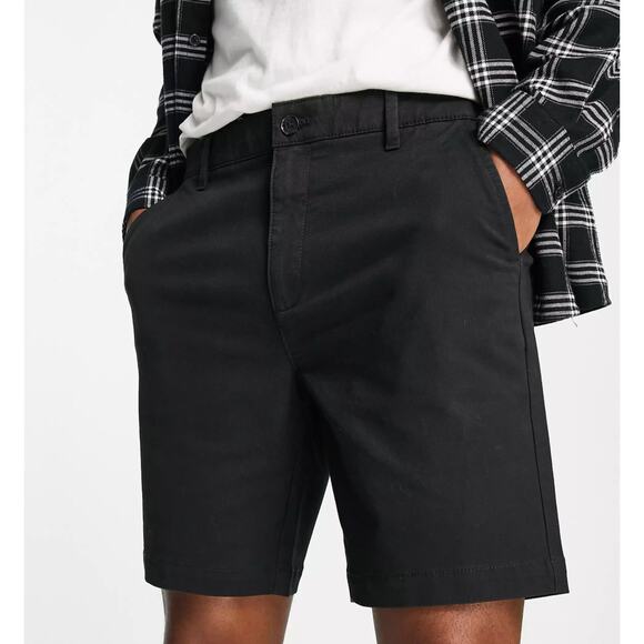 Topman Men's Black Chino Shorts Pockets Slim Fit 30 NWT - Picture 1 of 10